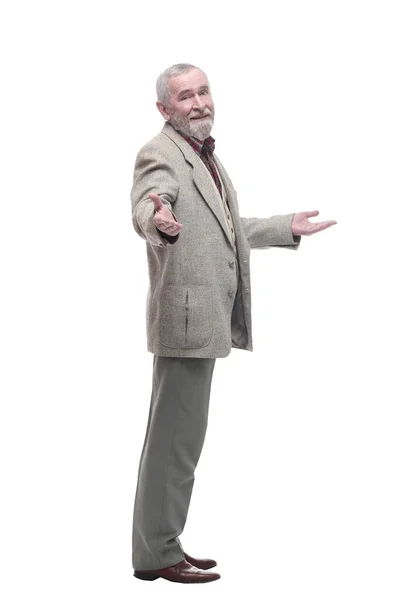 Πλήρους μήκους. casual ηλικιωμένος άνδρας με επαγγελματικά ρούχα . — Φωτογραφία Αρχείου