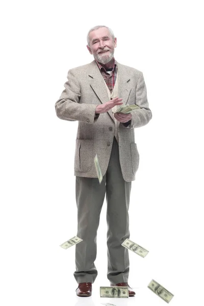 完全に成長しています。銀行券を持つ高齢者ビジネスマン . — ストック写真