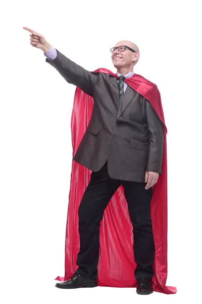 Business man in a superhero raincoat. isolated on a white — Stock Photo, Image