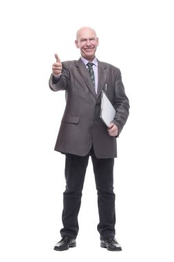 Dosyası olan yetkili bir iş adamı. bir beyaz üzerinde izole