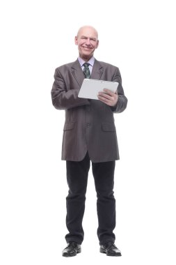 Dosyası olan yetkili bir iş adamı. bir beyaz üzerinde izole