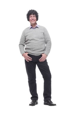 Peruklu bir adamı eğlendirmek. bir beyaz üzerinde izole