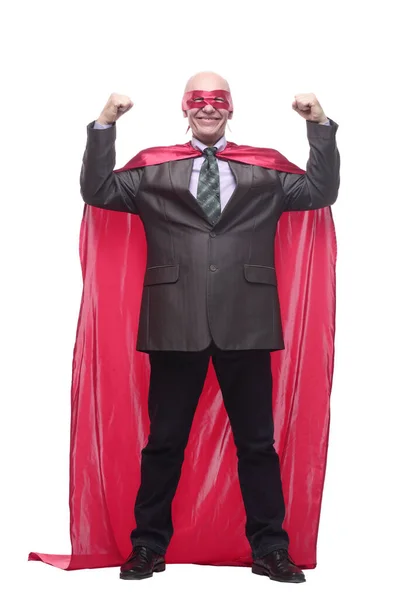 Uomo d'affari in una maschera da supereroe e Capo. — Foto Stock