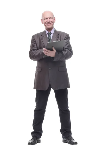 Uitvoerend zakenman met klembord. geïsoleerd op een wit — Stockfoto