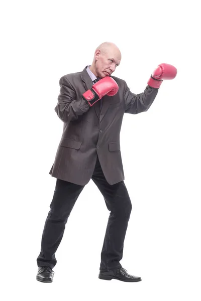 In full growth. business man in Boxing gloves. — Stockfoto