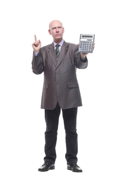 In piena crescita.uomo d'affari con calcolatrice. — Foto Stock