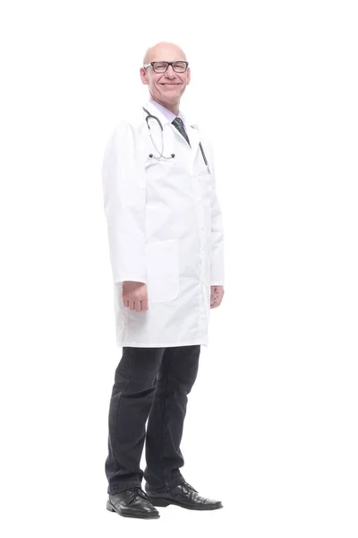 Senior doctor with a stethoscope. isolated on a white — Stock Photo, Image