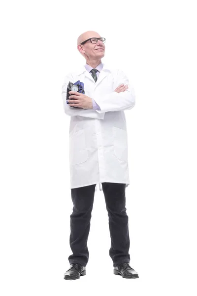 V plném růstu. kompetentní lékař s tonometrem . — Stock fotografie