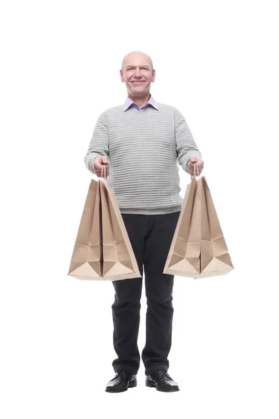 En pleno crecimiento. hombre feliz con bolsas de compras. —  Fotos de Stock