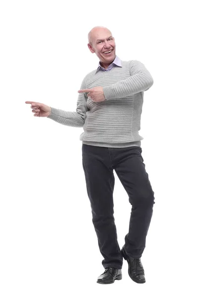 Charismatischer Mann im weißen Pullover. isoliert auf einem weißen — Stockfoto