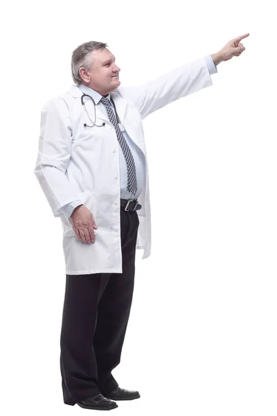 Competent doctor in a white coat. isolated on a white — Stockfoto