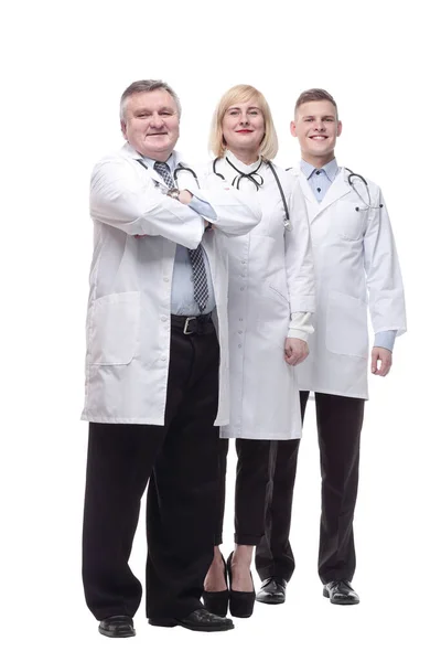 In full growth.qualified doctors colleagues standing in a row. — Stockfoto