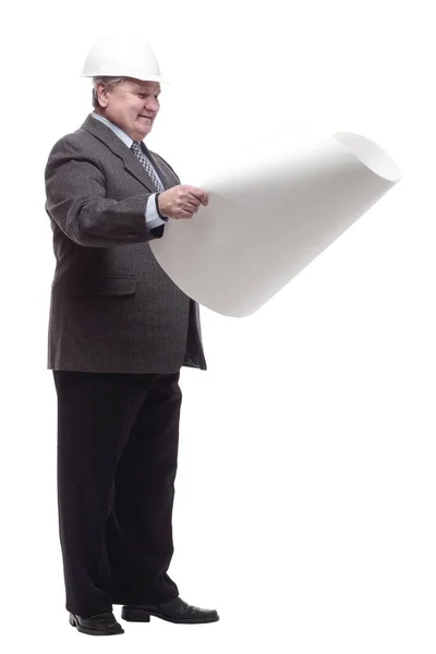 Business man with drawings for a new project. — Foto Stock