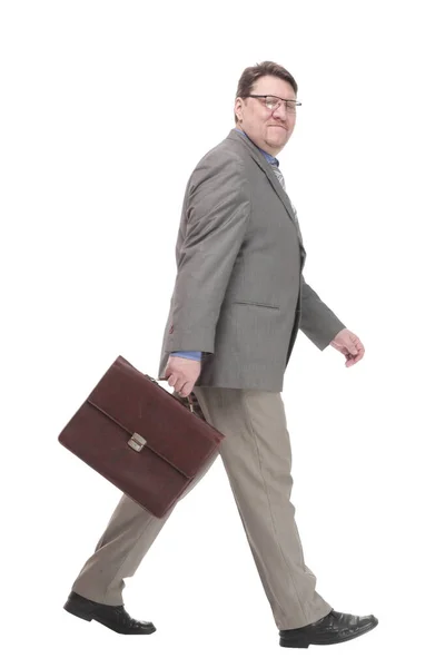 Full-length. business man with a leather briefcase. — Stockfoto