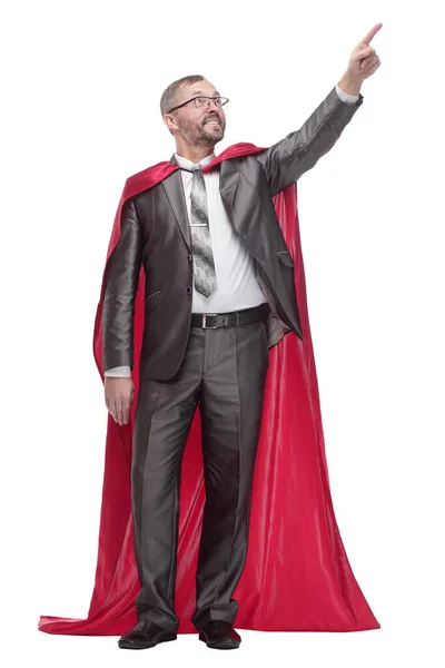 Businessman in a superhero Cape. isolated on a white background. — Stock Photo, Image