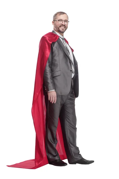 Businessman in a superhero Cape. isolated on a white background. — Stockfoto