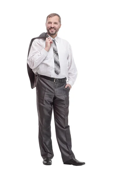 Successful business man with a jacket over his shoulder. — Stockfoto