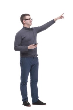 Tam gelişim. Akıllı telefonlu sıradan bir genç adam..