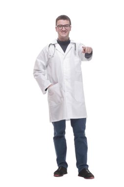 Tam gelişim. Steteskoplu uzman bir doktor. .