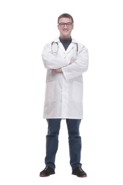 Tam gelişim. Steteskoplu uzman bir doktor. .