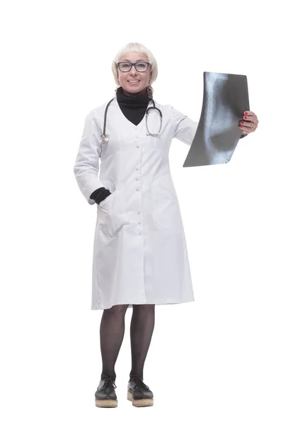 Doktorka na rentgenu. izolované na bílém pozadí. — Stock fotografie