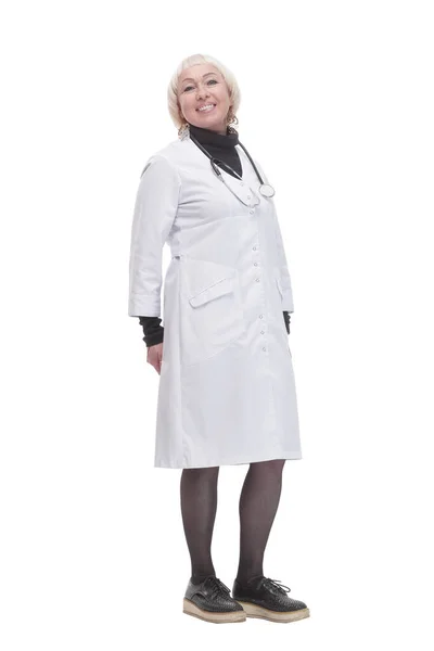 Kvalifikovaná lékařka. izolované na bílém pozadí. — Stock fotografie