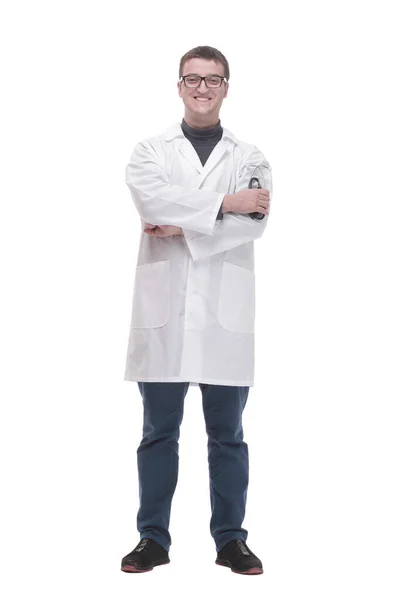 In full growth. confident male doctor with a stethoscope . — Stockfoto
