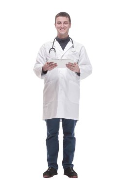 Tam gelişim. dijital tabletli modern doktor.