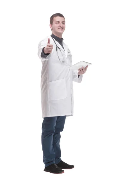 In full growth. modern doctor with a digital tablet. — Stockfoto