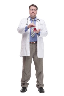 Tam gelişim. Laboratuvar matarasıyla pratisyen hekim..