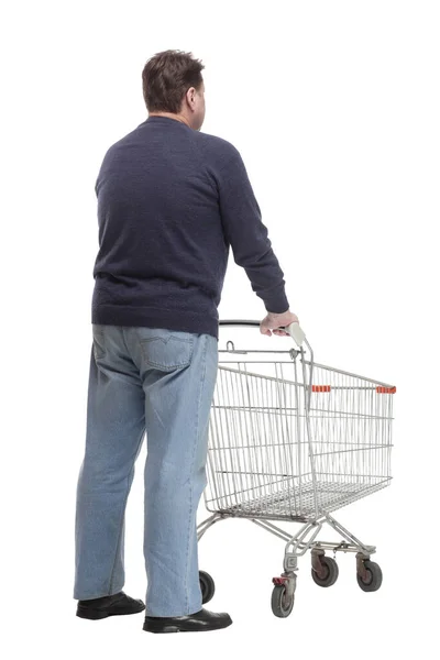 En pleno crecimiento. hombre maduro casual con carrito de compras . —  Fotos de Stock