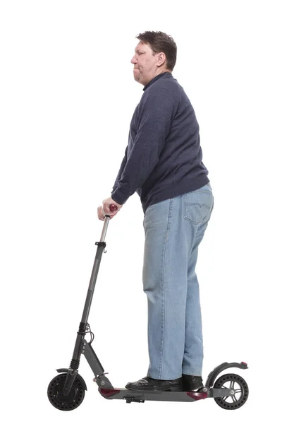 Full-length. mature man with an electric scooter. — Foto Stock