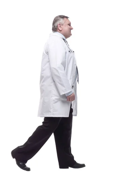 Competent doctor in a white coat. isolated on a white — 图库照片