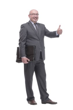 Deri çantalı bir iş adamı..