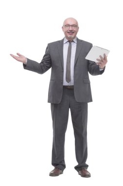 business man with a digital tablet.isolated on a white background.