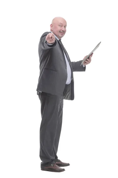 In full growth. business man with clipboard. — Fotografia de Stock