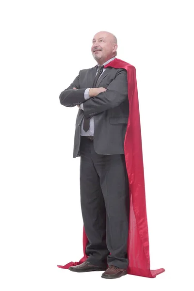 В полном росте. уверенный бизнесмен в супергероя Кейп. — стоковое фото