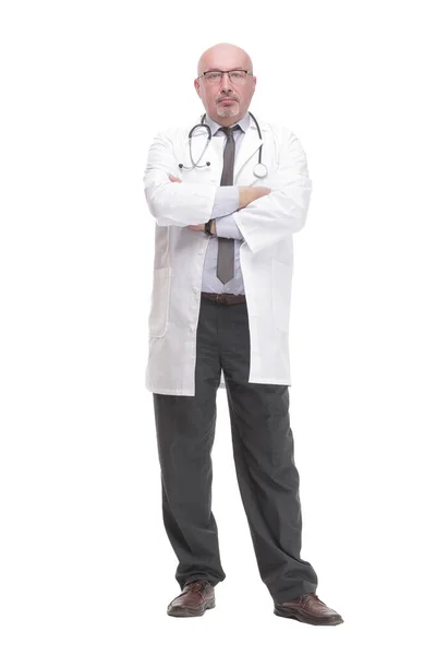 Successful mature doctor in a white coat . — Stock Photo, Image