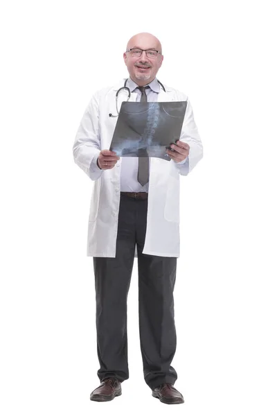 Mature doctor with x-ray .isolated on a white background. — Φωτογραφία Αρχείου