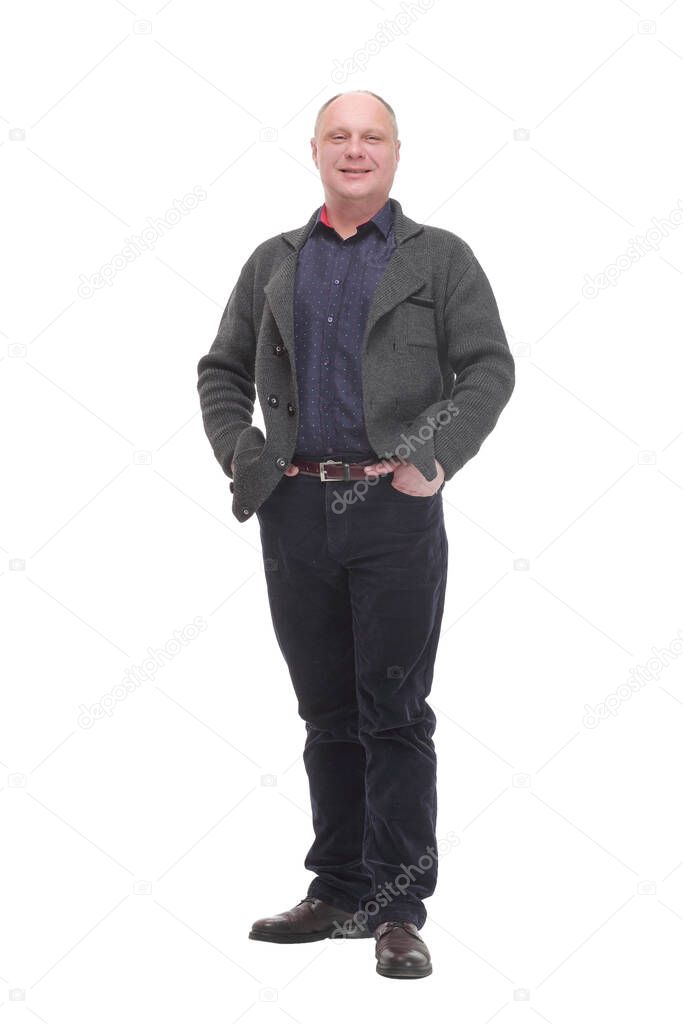 Mature man in casual clothes.isolated on a white background.
