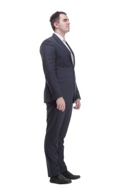 Side view profile of a young business man and looking away