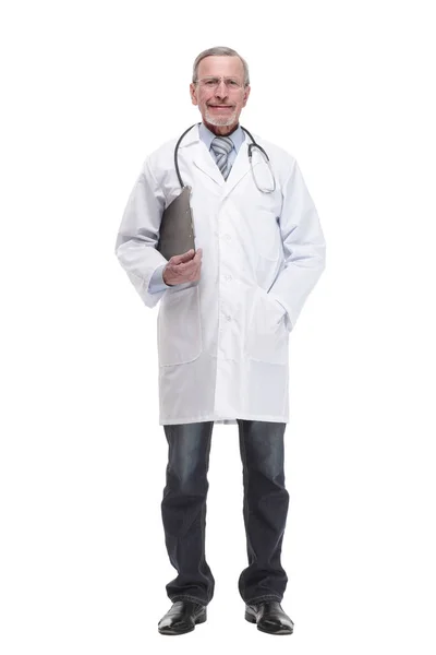 Side view of concentrated male doctor writing reports — Stock Photo, Image