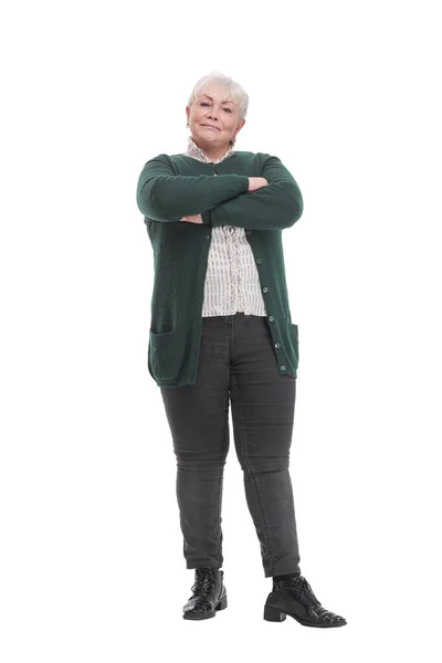 Retrato de mulher madura confiante em pé casual inteligente — Fotografia de Stock