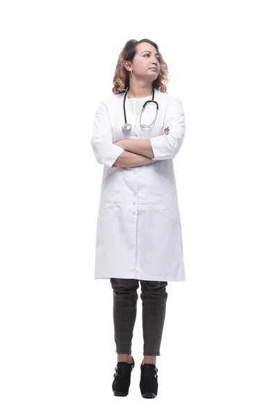 Mladá doktorka se stetoskopem. izolované na bílém — Stock fotografie