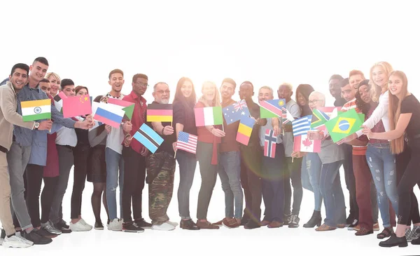 Gruppe multiethnischer Geschäftsleute, die im Büro stehen — Stockfoto
