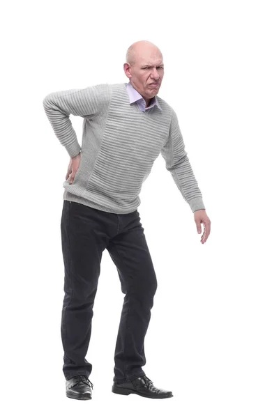 Eklem ağrısı olan yaşlı bir adam. bir beyaz üzerinde izole — Stok fotoğraf