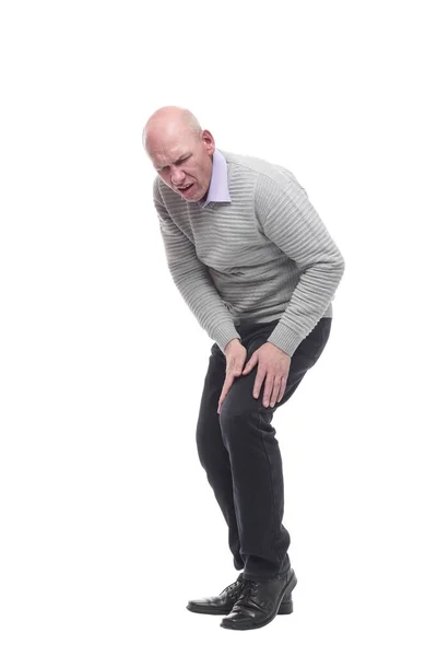Літній чоловік з болем у суглобах. ізольовані на білому — стокове фото
