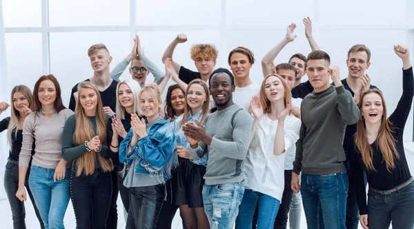 Close up. a fun group of friends standing together — Stock Photo, Image