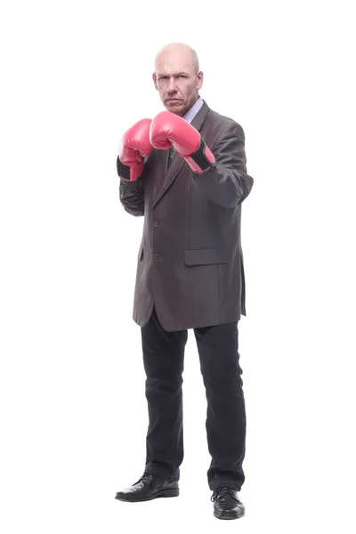 In full growth. business man in Boxing gloves. — Stock Photo, Image