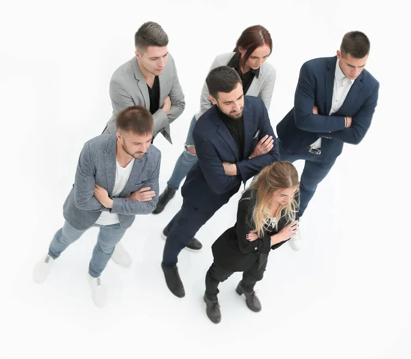 Top view. happy business team standing in the new office — Stock Photo, Image